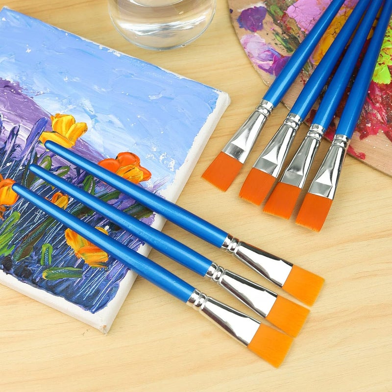 GACDR 1 inch Flat Paint Brushes for Acrylic Painting,12 Pieces Large Synthetic Paint Brushes Bulk with Wooden Handle for Acrylic, Watercolor, Oil, Crafts, Face Body Art - Image 5
